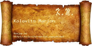 Kolovits Marion névjegykártya